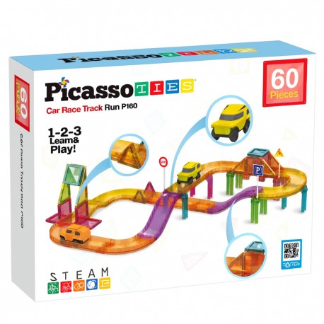 Picasso Tiles 60pcs Race Car Truck Travel Size Magnetic Tiles