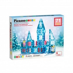 Picasso Tiles 71pcs Travel Size Tiles Ice Winter Theme with 2 Characters