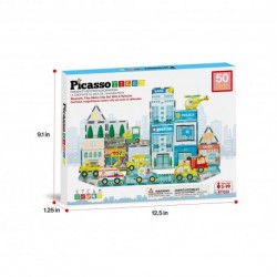 Picasso Tiles 50pcs Metro City Set with 8 Vehicles
