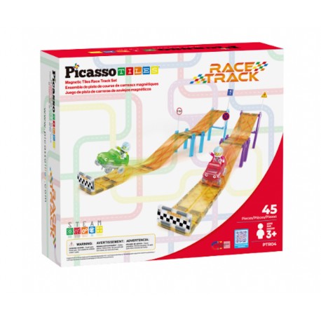 Picasso Tiles 45pcs Magnetic Tiles Race Track Set