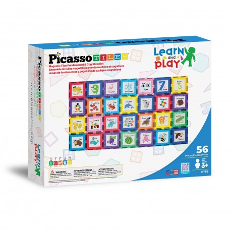 Picasso Tiles 56pcs Magnetic Tiles Fundamental & Cognition Set