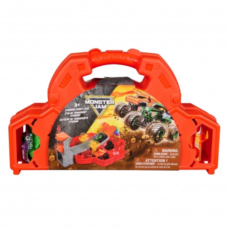 Monster Jam 1:72 Red Stadium Carry Case Playset (Grave Digger & El Toro Loco)