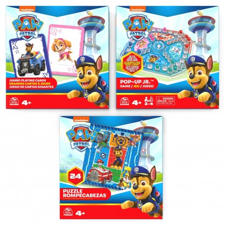 Cardinal Games Paw Patrol Game Bundle - Jumbo Cards, Pop-Up Game, 24-Piece Puzzles Asst