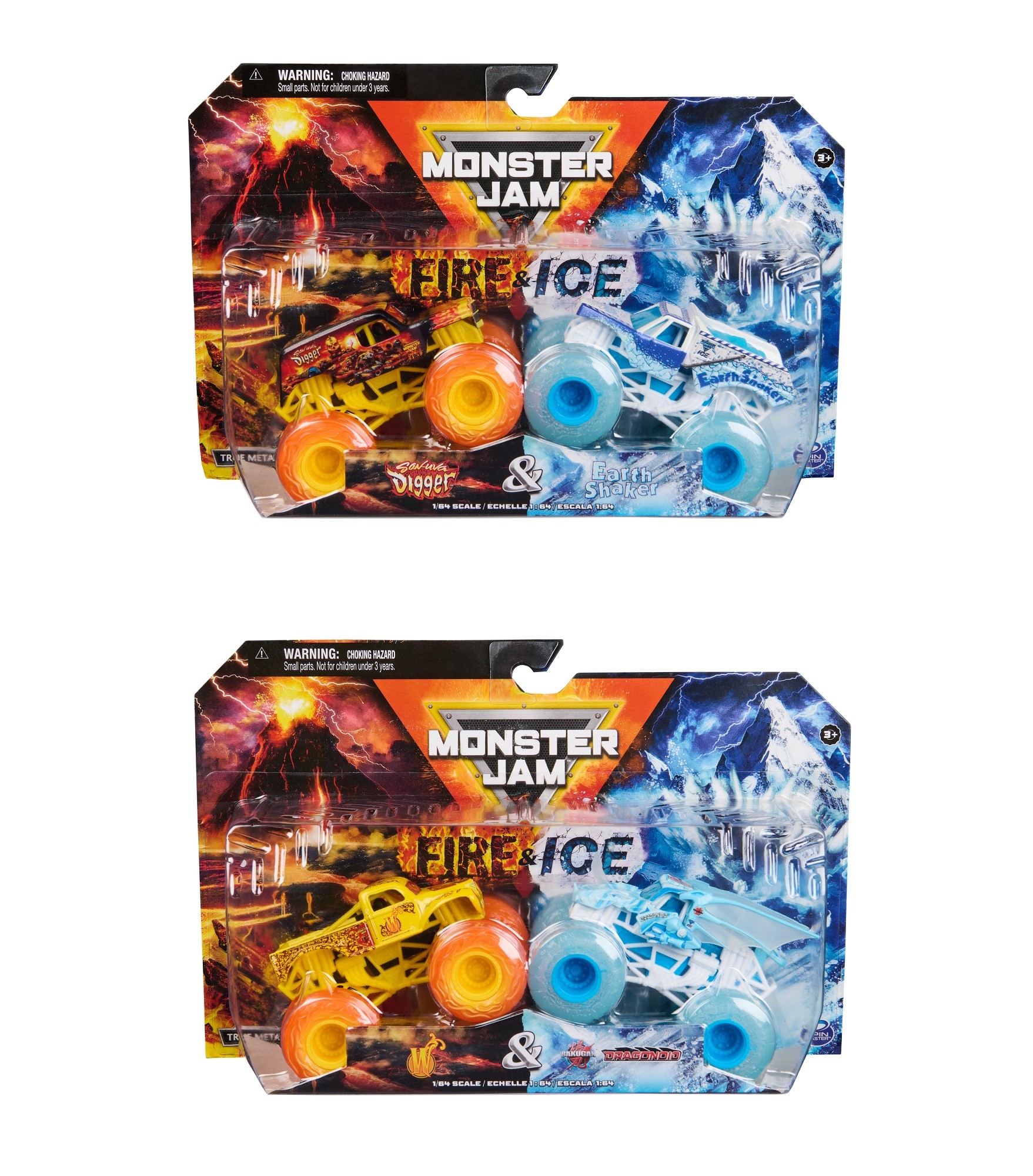 Monster Jam Fire and Ice deals Trucks Complete Set