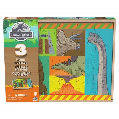 Cardinal Games Jurassic World 24pcs 3 Wood Puzzles